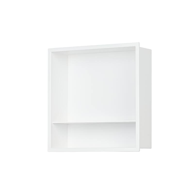 Stainless Steel 18 Gauge White Cream Layered Square Recessed Shower Niche - 12.6"x12.6"