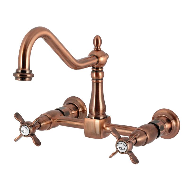Kingston Brass Essex Wall Mount Bridge Kitchen Faucet - Antique Copper