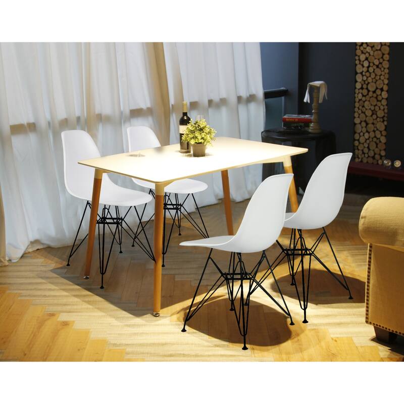 Armless Plastic Shell Side Dining Chairs with Metal Legs-Set of 2