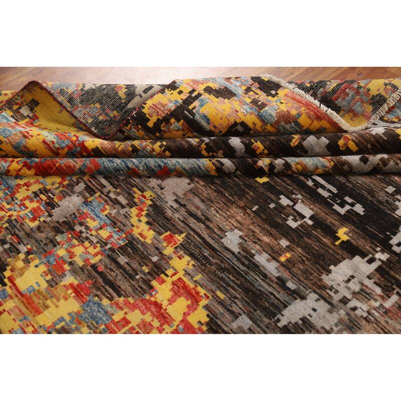 Contemporary Abstract Oriental Area Rug Hand-Knotted Wool Carpet - 8'3" x 11'3"