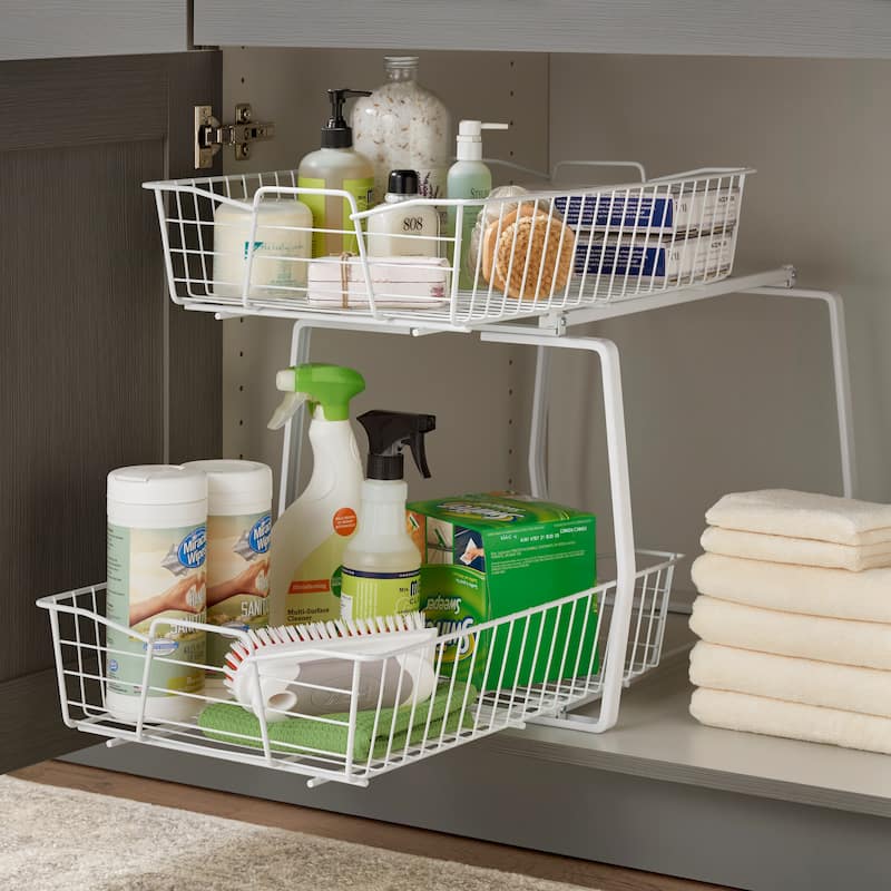 ClosetMaid White Finish 14-inch Two-Tier Pull Out Cabinet Organizer