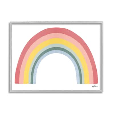 Stupell Casual Arched Rainbow Design Mixed Stripes Painting Framed Wall Art, Design by Sara Baker - Multi