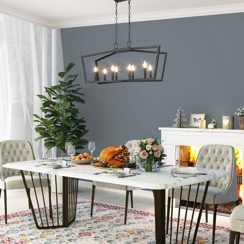 Tarake Modern Farmhouse Island Chandelier 8-light/ 1-light Black Candle Adjustable Lights
