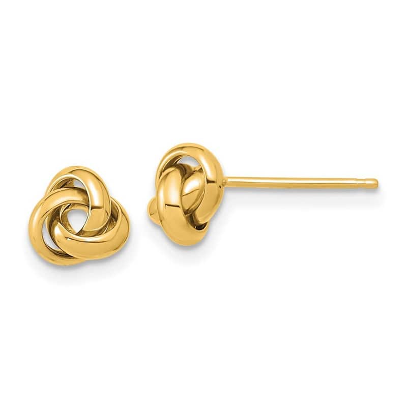 Curata 10k Yellow Gold Polished 6.8x6.5mm Love Knot Post Earrings
