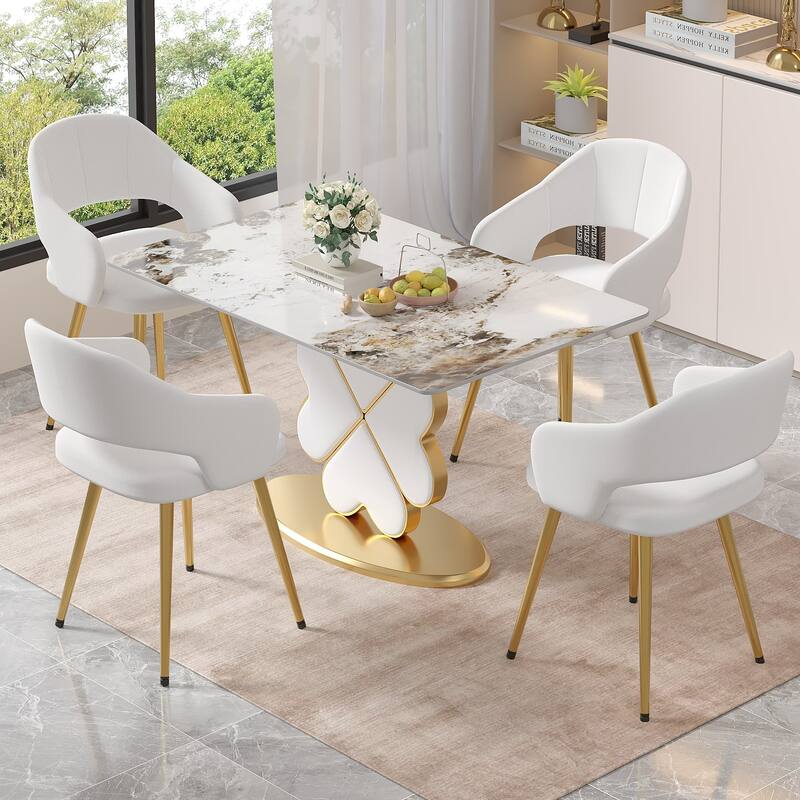 Javlergo Modern Dining Chairs, Comfy Dining Room Chairs with Thick Cushions, Upholstered Kitchen Side Chairs with Metal Legs