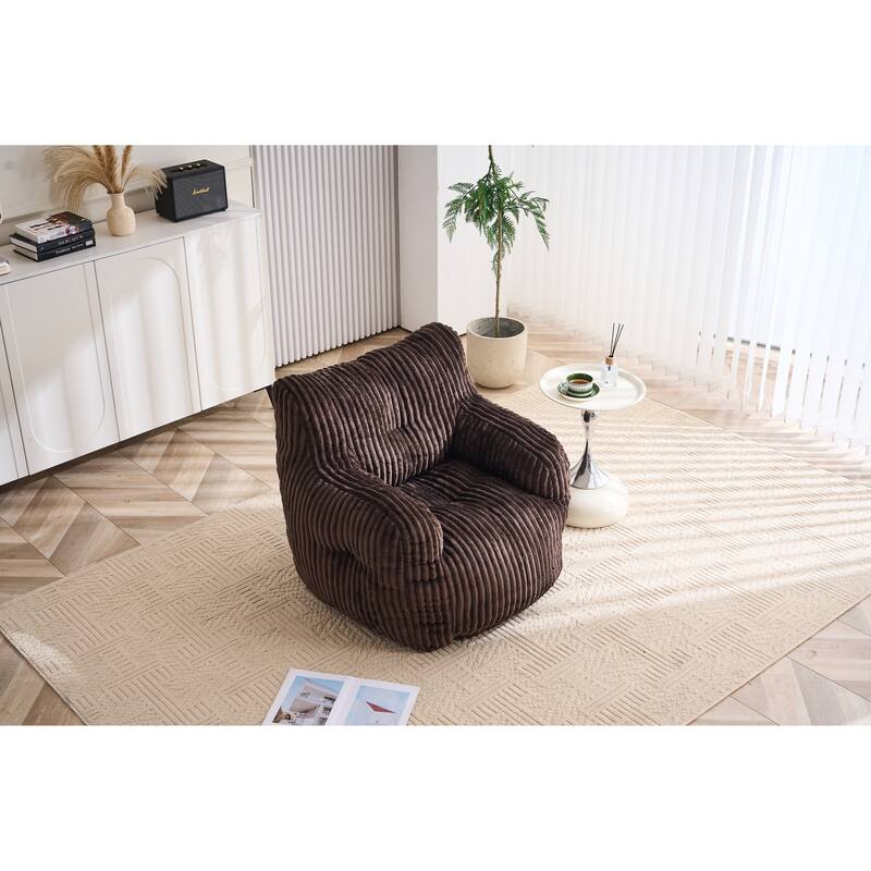 Soft Fluffy Corduroy Fabric Bean Bag Chair Filled With Memory Sponge
