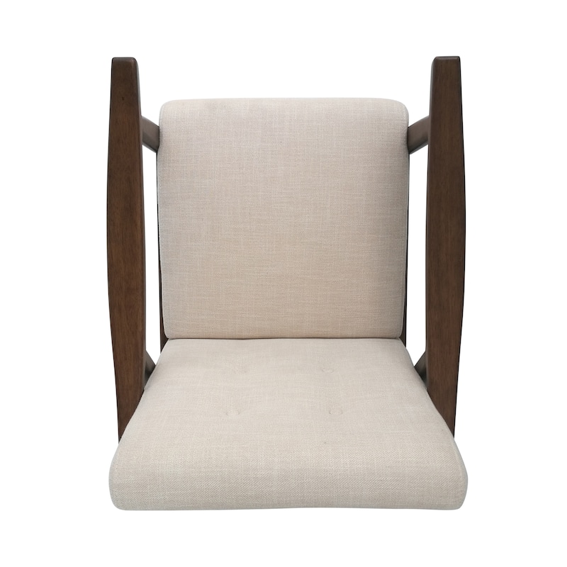 Mid Century Modern 25.25" Upholstered Button Tufted Accent Chair with Rubber Wood Legs