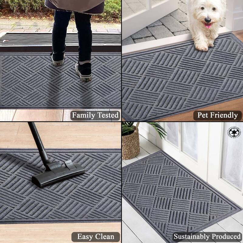 A1HC New All Weather Superior Dirt and Moisture Absorbing Polypropylene Door Mat with Non-Slip Backing for Inside Outside Use