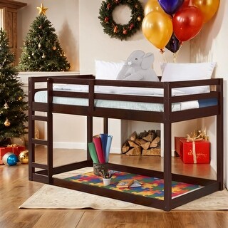 Kid Bed Frame Twin Loft Bed with Built-in Ladder and Safety Guardrail