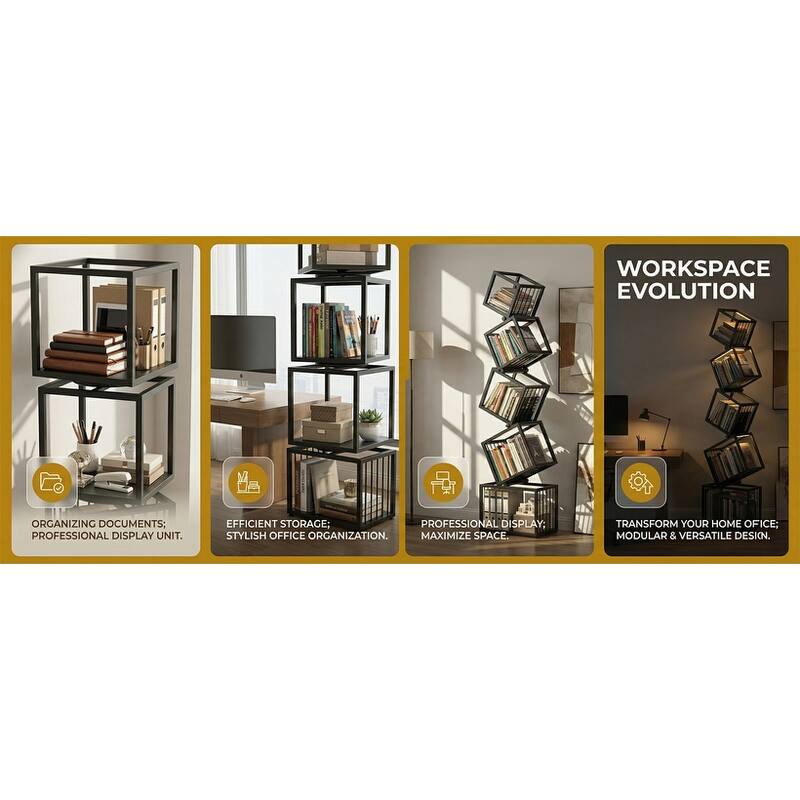 Modern Corner Bookshelf Floor Shelf Wrought Iron Display Rack(Bear Weight:35kg)