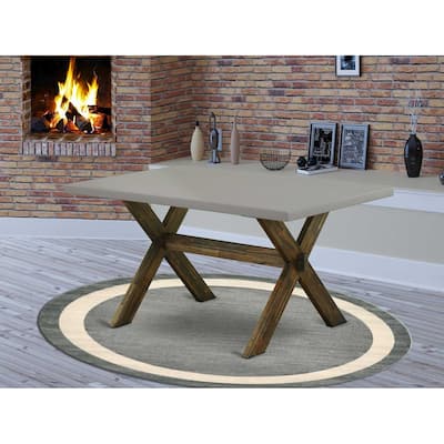 Art Deco Dining Table - 36x60 Inch Cement Top - Distressed Leg Design - 36