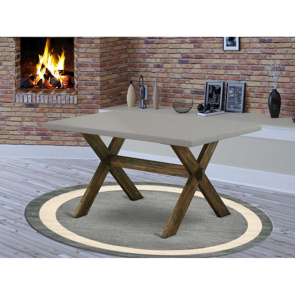 Art Deco Dining Table - 36x60 Inch Cement Top - Distressed Leg Design - 36