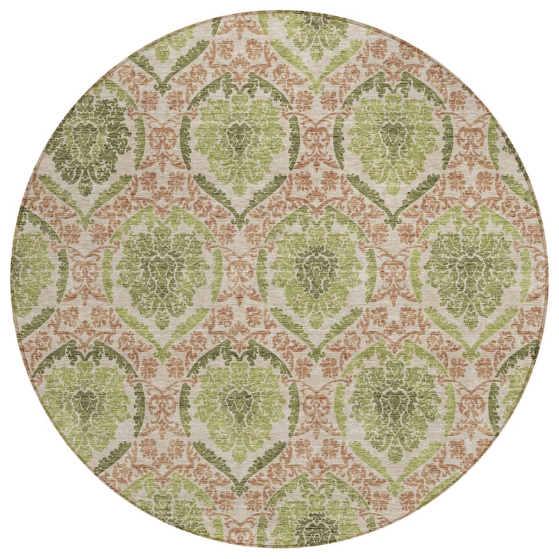 Machine Washable Indoor/ Outdoor Chantille Traditional Damask Rug