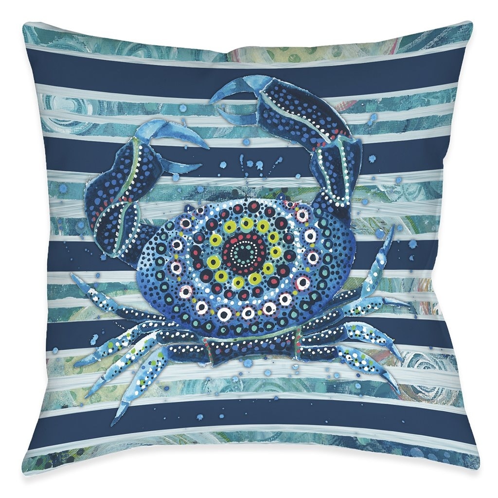 Blue Ocean Crab Outdoor Pillow