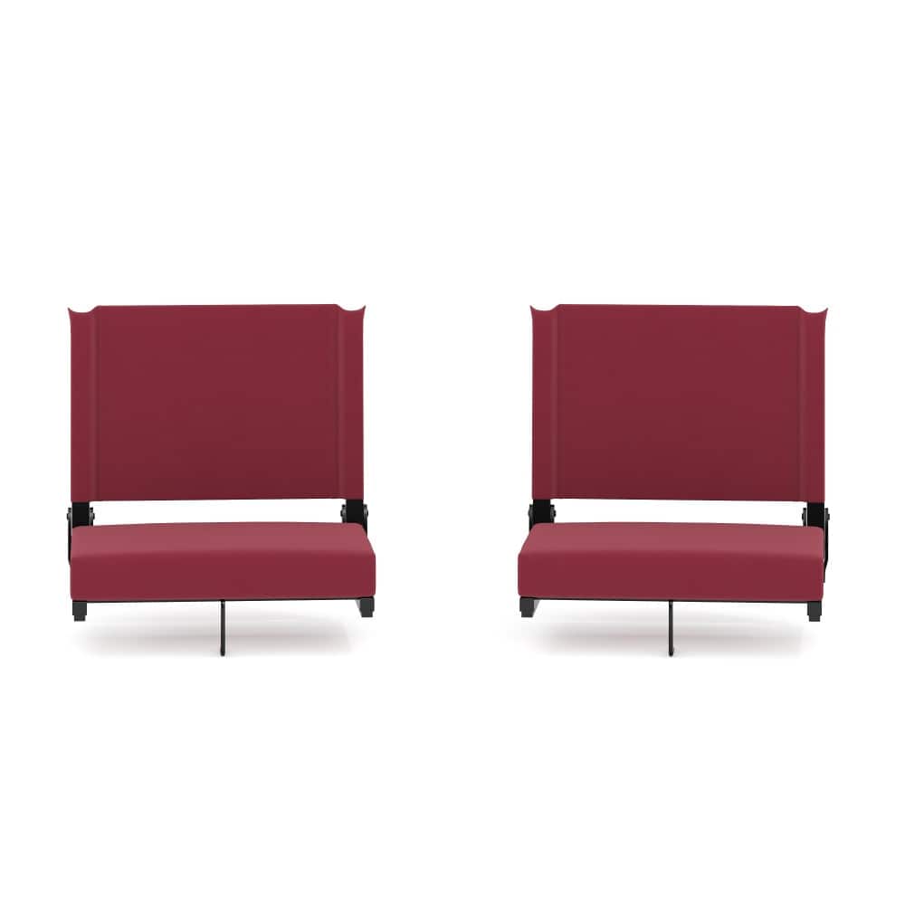 Padded Stadium Chairs with Handles and Bleacher Hooks (Set of 2) - 14"D x 18"W x 18"H