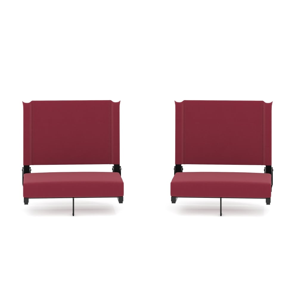Padded Stadium Chairs with Handles and Bleacher Hooks (Set of 2) - 14"D x 18"W x 18"H