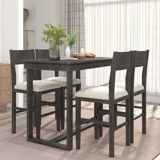 Rustic Style 5-Piece Wood Dining Table Set Kitchen Table Set - Bed Bath ...
