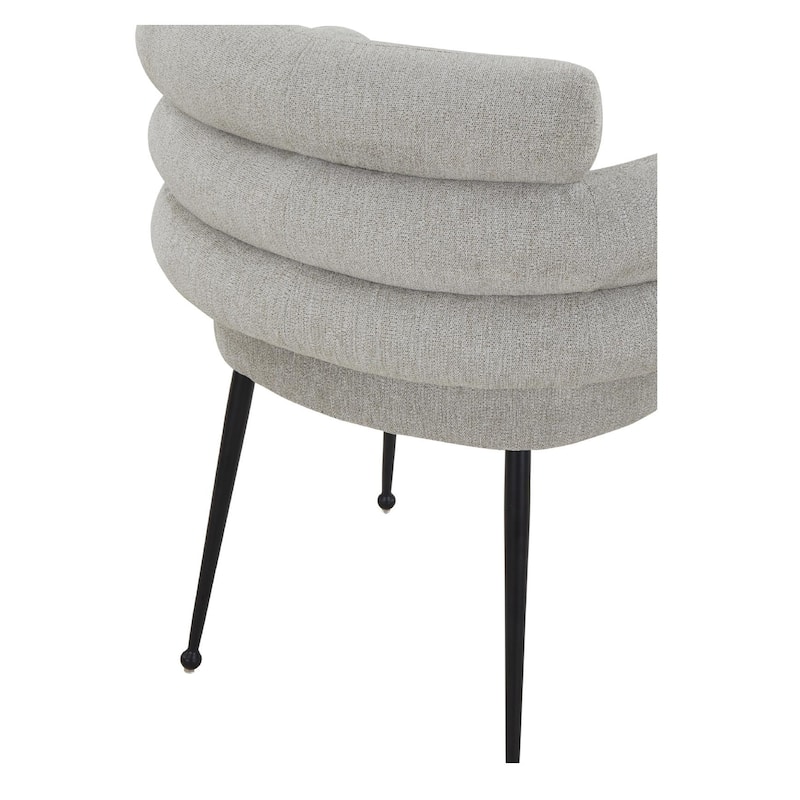 Linen Dining Chair Curved Back with black tapered metal legs