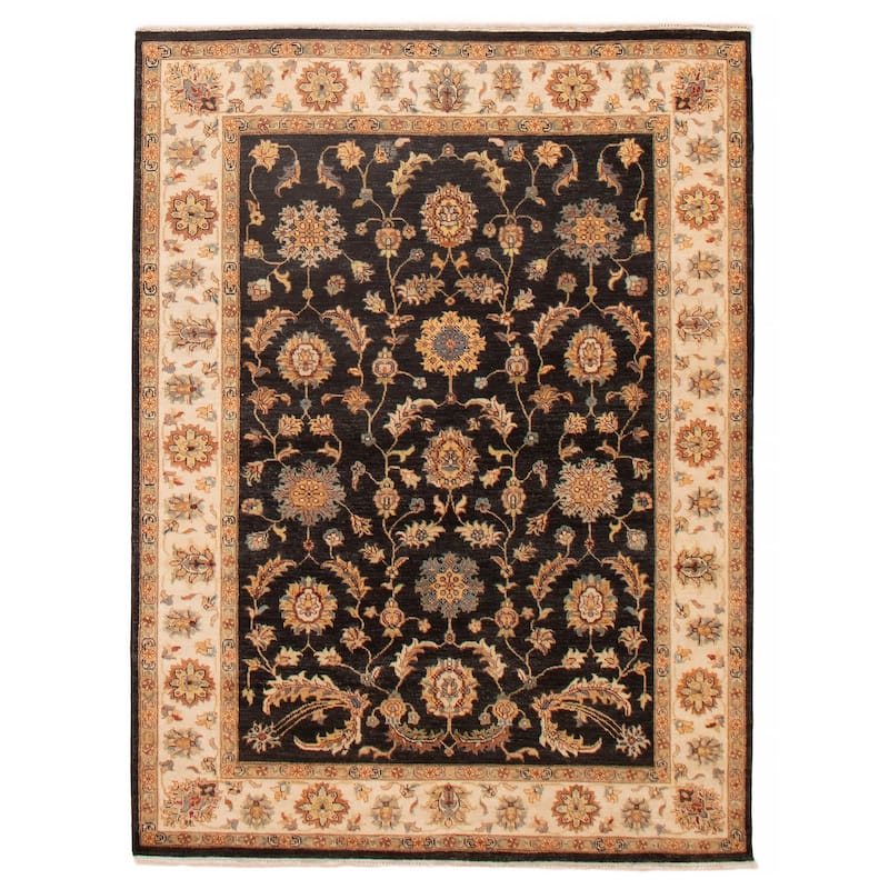 ECARPETGALLERY Hand-knotted Jamshidpour Black Wool Rug - 5' 1" x 6' 11" - Black - 5' 1" x 6' 11" - Rectangle