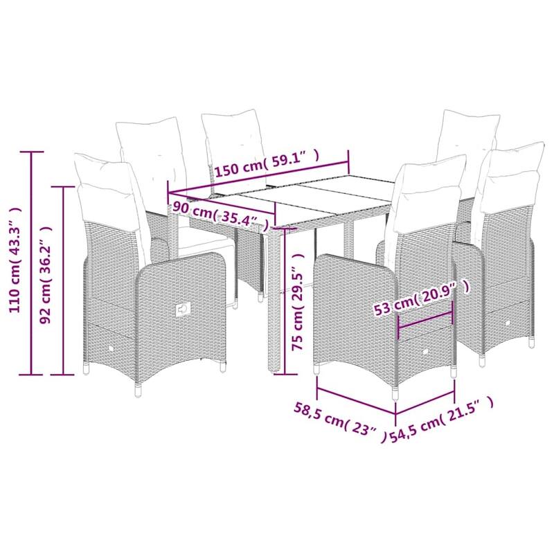 vidaXL Bistro Set Grey - 21.5 x 23.0 x 36.2