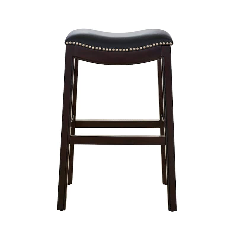 Julian 31" Espresso Bar Stool with Black Faux Leather Seat