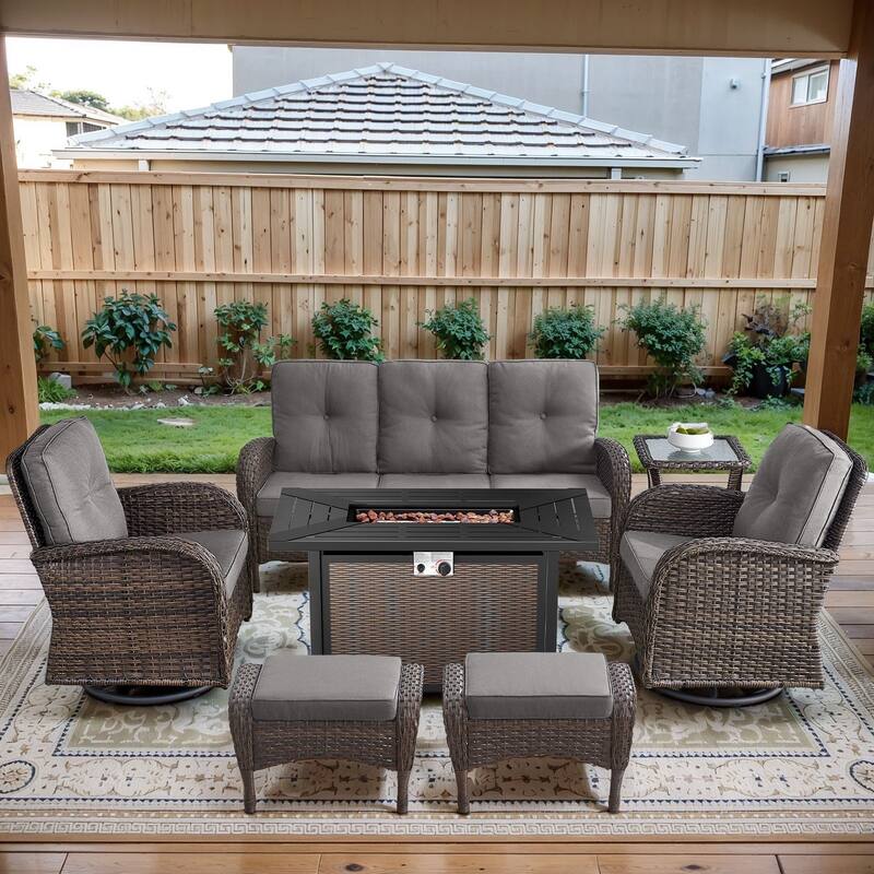 Gymojoy Outdoor Fire Pit Conversation Set, 3-Seat Sofa & Chairs Patio Furniture Set