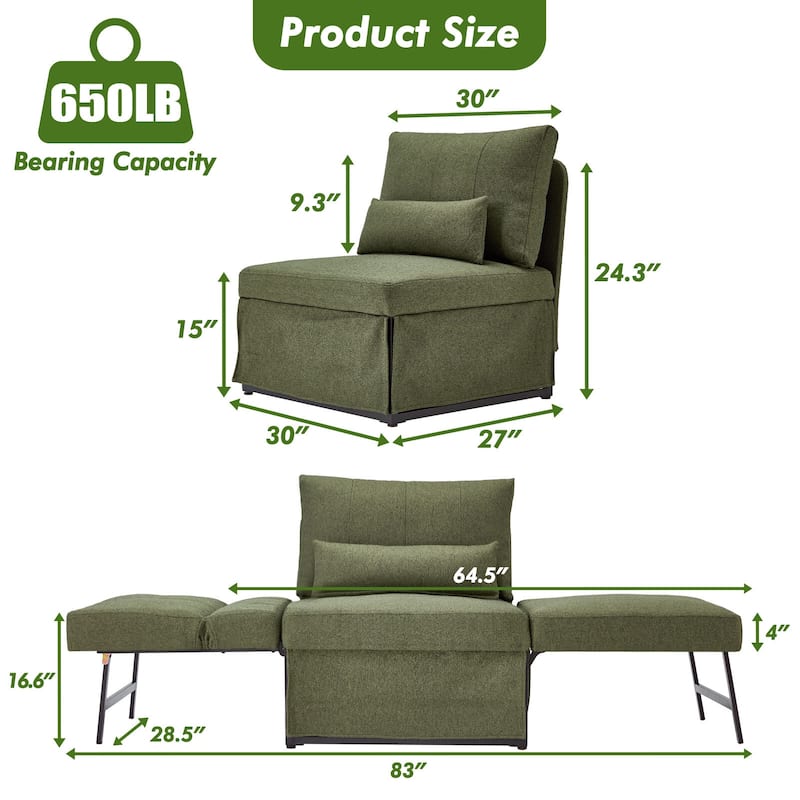 5-in-1 Convertible Multi-fuction Sofa Chair Bed Sleeper