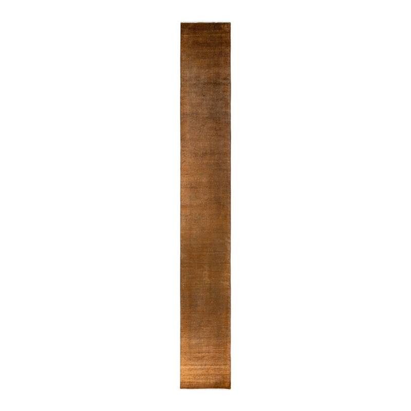 Overton Hand Knotted Wool Vintage Inspired Modern Contemporary Overdyed Gold Runner Rug - 3' 2" x 25' 6"
