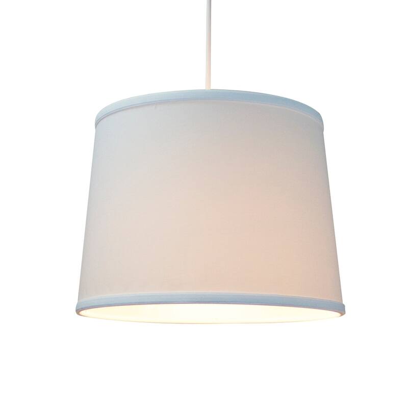 1 Light Swag Plug-In Pendant 14"w White Shade, 17' White Cord