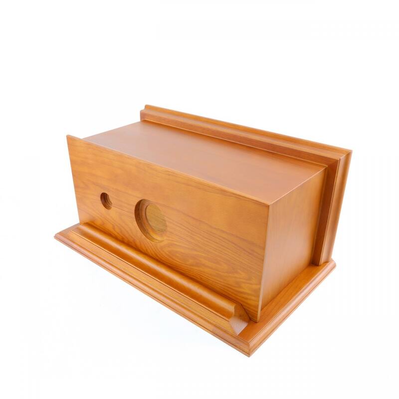 Light Oak Wooden High Tank Toilet Flat Tank 59" to 74" Brass Z Pipe and Elongated White Bowl - White