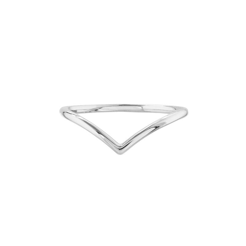 Marquee Jewels 14K Solid White Gold V Shaped Ring