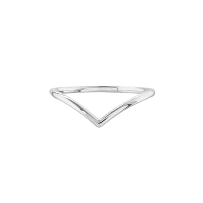Marquee Jewels 14K Solid White Gold V Shaped Ring