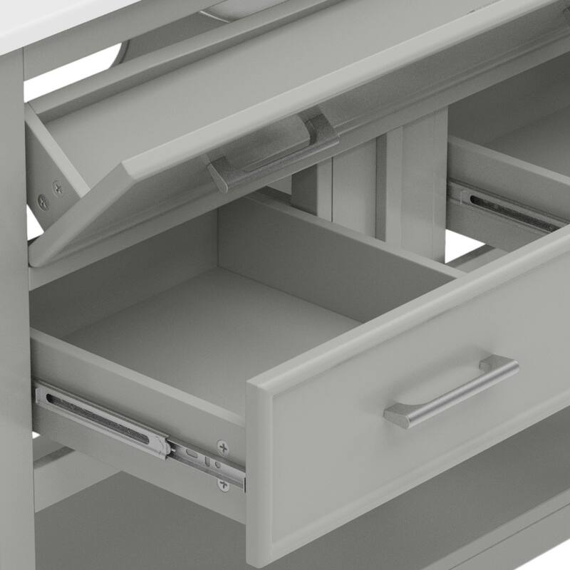 Roomfitters 36" Bathroom Vanity with Ceramic Sink, Tip-Out Tray, 2 Full-Extension Soft-Close storage units and Open Shelf