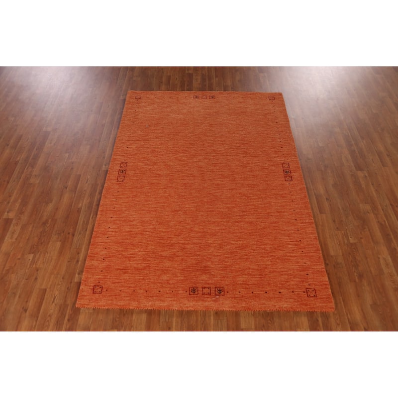 Orange Gabbeh Indian Area Rug Tribal Hand-Tufted Wool Carpet - 5'3" x 7'7"