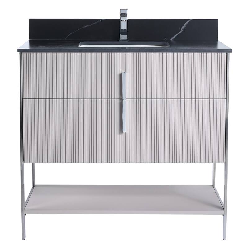 Fine Fixtures Serenity Modern Bathroom Vanity with Black Sintered Stone Top