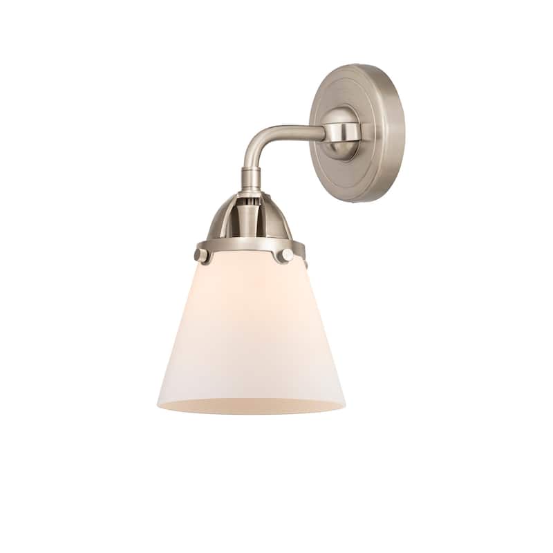 Innovations Lighting 288-1W-10-6 Cone Sconce Cone 10" Tall Wall Sconce - Brushed Satin Nickel / Matte White