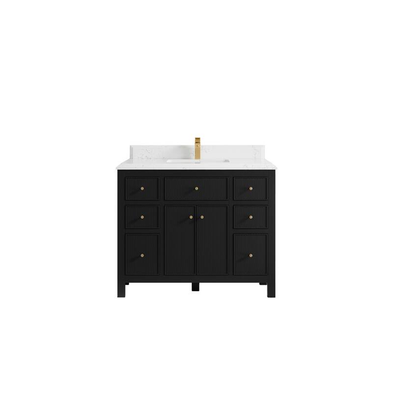 Willow Collections 42 in W x 22 in D Sonoma Free Standing Reeded Single Sink Bathroom Vanity with Countertop