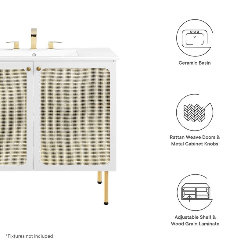 Chaucer 18"/24"/30"/36"/48"Single Basin/48" White Basin Bathroom Vanity