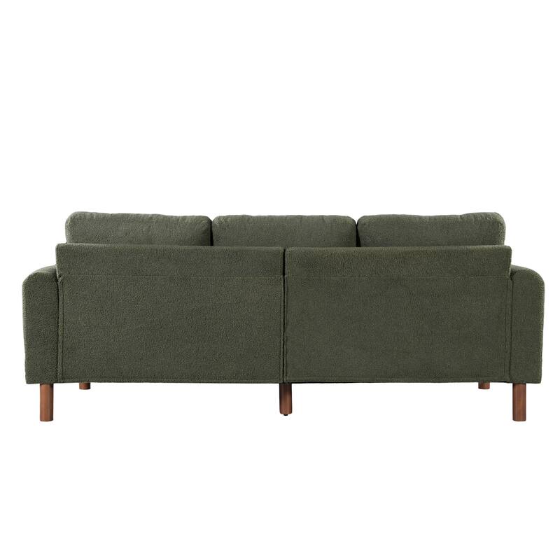 Roomfitters 84" 3-Seater Sofa, Teddy Velvet Couch with Integrated Solid Wood Legs and Curved Arc Armrests