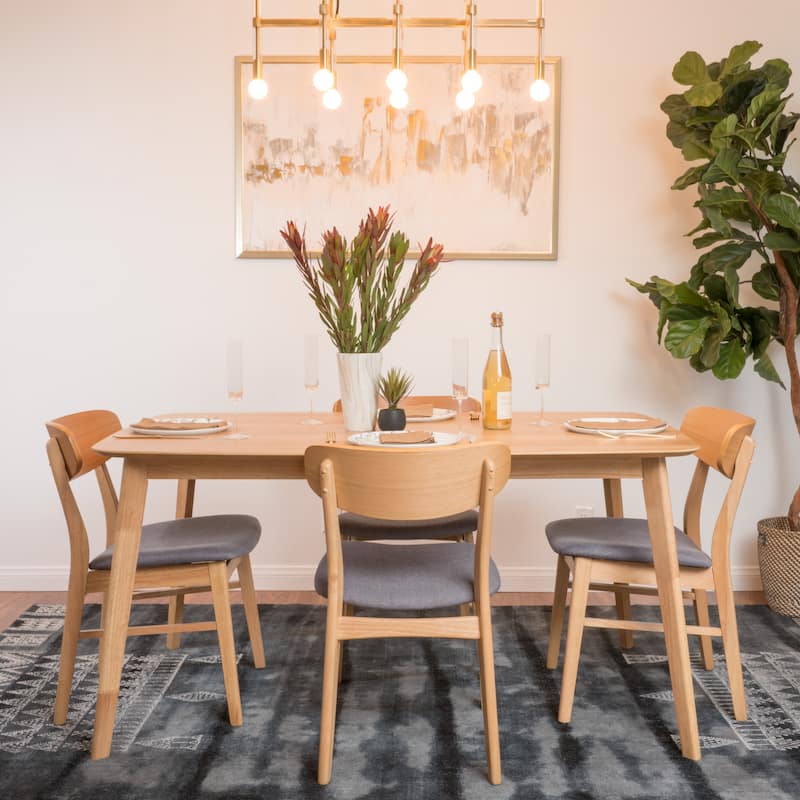 Dimick Mid-Century Modern 5 Piece Dining Set by Christopher Knight Home - Natural Oak + Dark Grey
