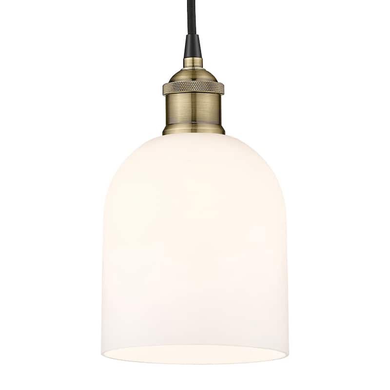Innovations Lighting 616-1P 10 6 Bella Pendant Bella 6" Wide Cord-Hung - Black Antique Brass / Glossy White