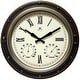 preview thumbnail 1 of 12, Forecaster Indoor/Outdoor Patio Garden 16 inch Wall Clock Thermometer by Infinity Instruments - 16 x 2.25 x 16 Bronze/Gold