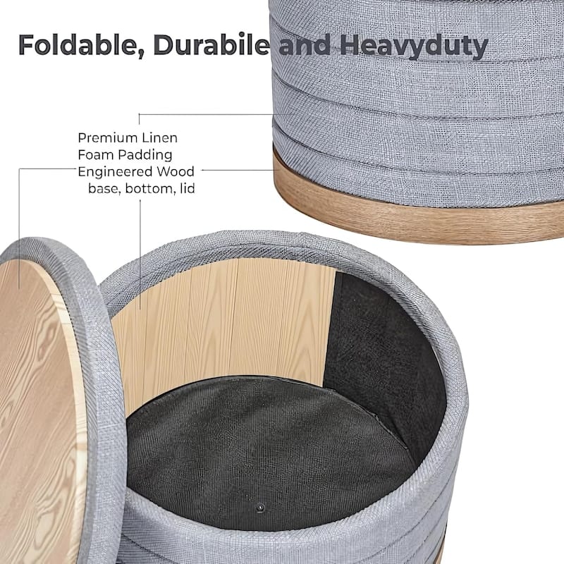 Modern Linen Storage Ottoman with Hidden Storage and Tray Top