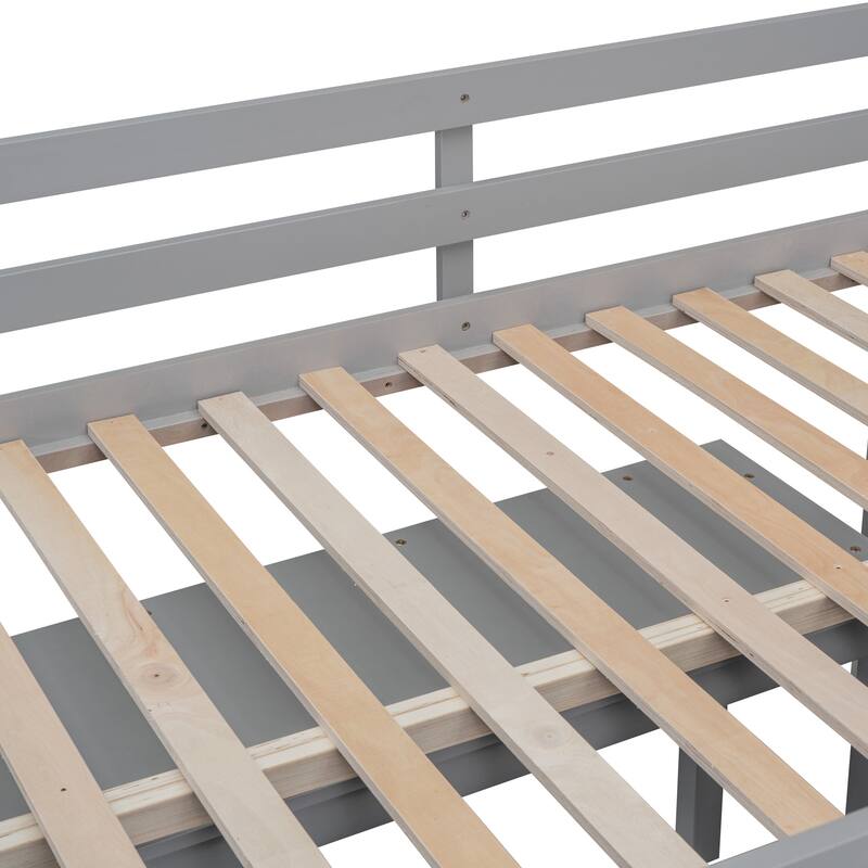 Loft Bed with Retractable Writing Desk and 4 Drawers