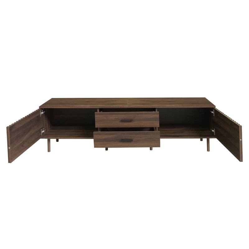 70inch Modern TV Stand for TVs up to 80 inches for Living Room, Media Entertainment Center with Ample Storage & Solid-Wood Legs
