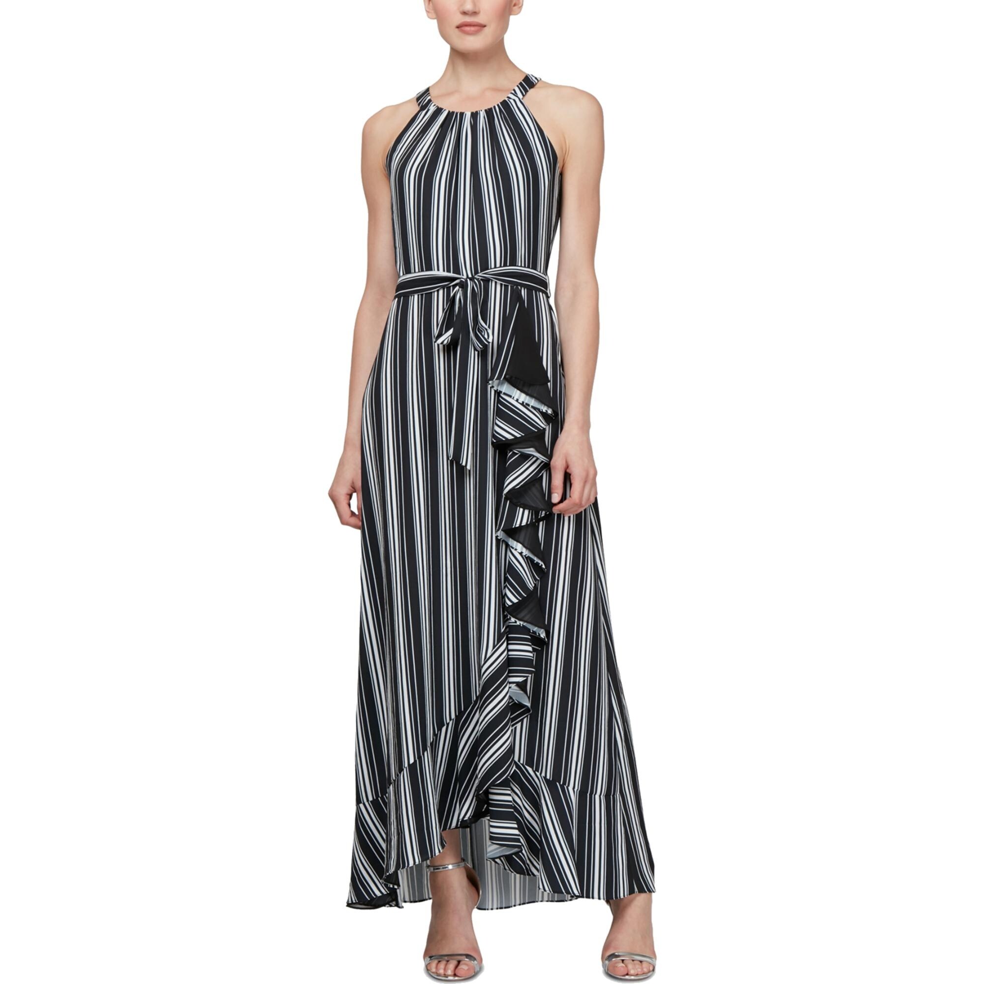 striped halter maxi dress