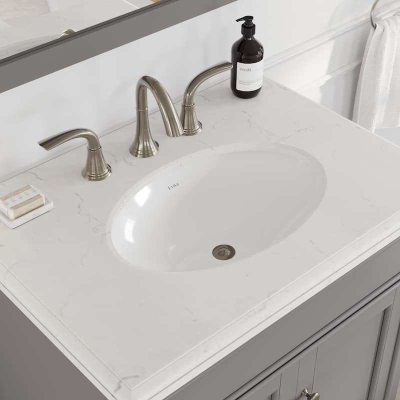 Elite Stamford 24 in. Gray Single Sink Bath Vanity with Carrara Quartz Top and Undermount Porcelain Sink - 24"