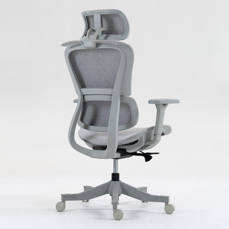 High Back Mesh Office Chair Grey Adjustable Ergonomic Swivel Chair with 4D Armrests