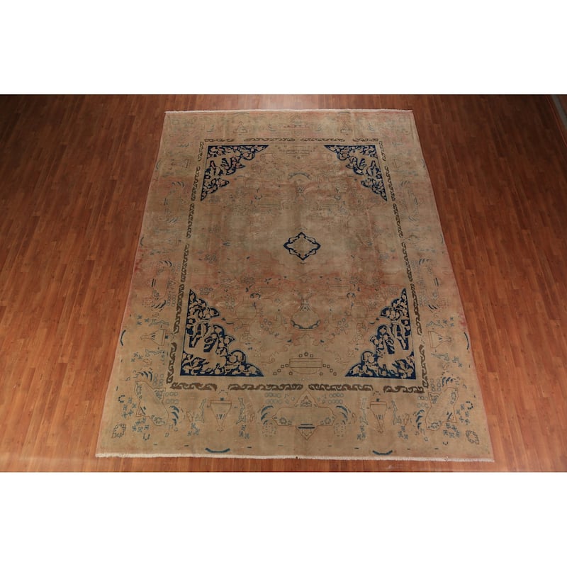 Kashmar Persian Vintage Area Rug Handmade Wool Carpet - 9'9" x 12'6"