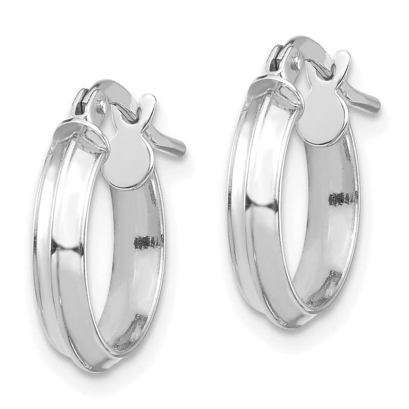 Curata 14k White Gold Polished 3mm Hoop Earrings